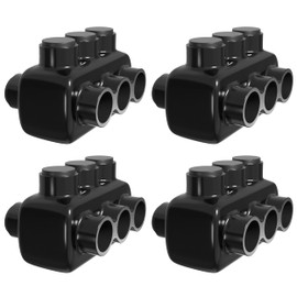 OHLECTRIC 4 Pack - Insulated Wire Connector 3 Port Dual Side Entry for 4-14 Wire Range Lugs with 5/32 Hex Screw, Pre-Filled with Oxide Inhibitor - Wire Connectors, Electrical Connectors, Wire Tap