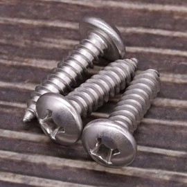 #14 x 1 Pan Head Sheet Metal Screws, 304 Stainless Steel 18-8, Phillips Drive, Self Tapping, Corrosion Resistant Screws for Wood Sheet Metal, Pack of 50