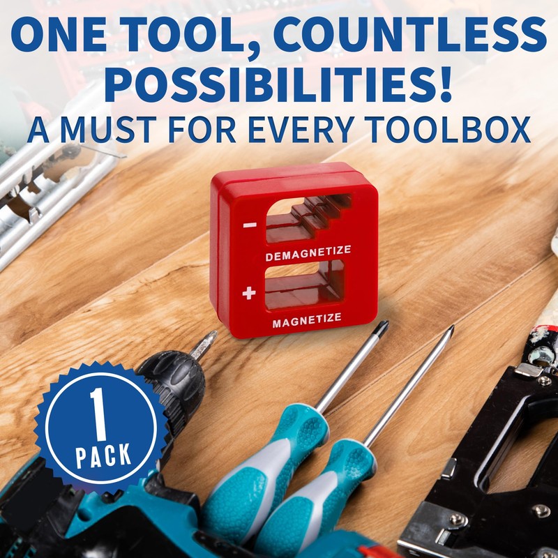 MeasuPro Demagnetizer and Magnetizer - Red - for Screwdrivers Tips,