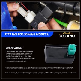OXCANO 5 Pin AC CDI Box Replacement for COOLSTER 125cc 3125B 3125R 3125XR8 SSR Dirt Bike Chinese 50c 70c 90cc 110cc 125cc Tao Tao ATV Quad Go Kart Pit Dirt Bike Pit X15 X18 Mini Pocket Bike