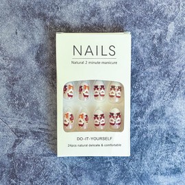 TULOBI Christmas Red & White Press on Nails Short Almond Fake Nails Glossy Full Cover Acrylic Nails with Cute Santa Claus Design Winter Xmas Artificial False Nails Glue on Nails for Women 24 Pcs