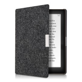 kwmobile Case for Kobo Aura Edition 1 - Book Style Felt Fabric Protective e-Reader Cover Folio Case - Dark Grey