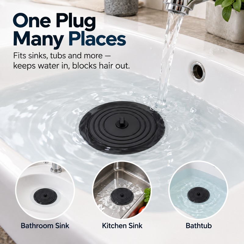 6-Inch Silicone Drain Stopper for Sink & Tub – Flexible