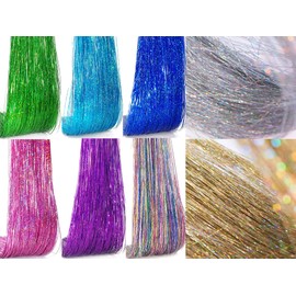 Hair Tinsel Kit with 47INCH 1200 Strands Heat Resistant Glitter Tinsel Hair Extension, Sparkling Shinny Fairy Hair Accessories for Women Girls Kids Festival Party Dazzle (Silvery)
