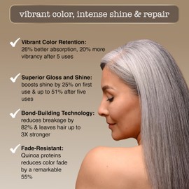 Sauce Beauty Glossy Color + Gloss + Repair, Silver, Semi Permanent Hair Dye with Bond-Building and Color-Fade Protection Technology, Adds Shine & Deep Moisture, Lasts 4-8 Weeks, Stops Fade