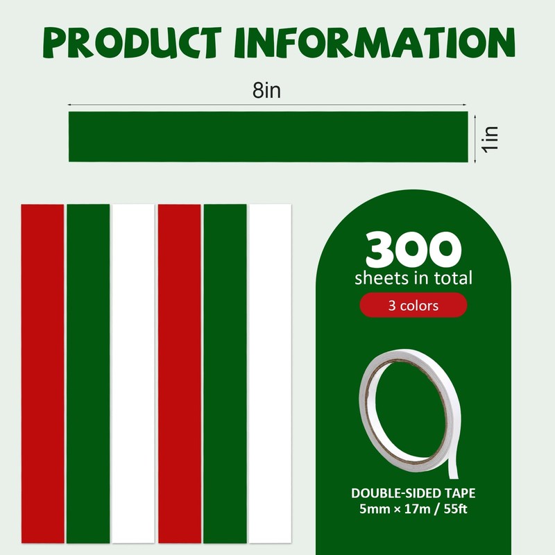 Christmas Colors Paper Chain Strips, Cardstock Craft Strips