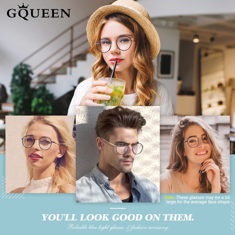 GQUEEN Runde Blaulichtfilter Brille Damen Herren Blaufilter Blaulicht Computer PC
