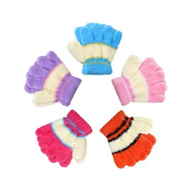 SATINIOR 5 Pairs Kids Gloves Full Fingers Knitted Warm Gloves Winter Mittens for Little Boys and Girls Daily Supplies(Cute Color,3-6 Years Size)