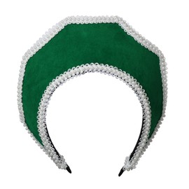 Renaissance Medieval Tudor Queen Headpiece for Women Anne Boleyn Headband Elizabethan Royal Coronet Hood Tiara Hat (Green)