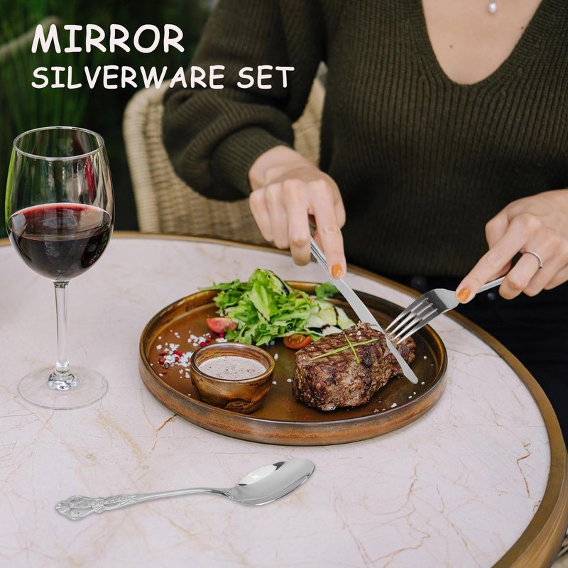 Silverware Set for 8, Stainless Steel Gorgeous Retro Royal Flatware