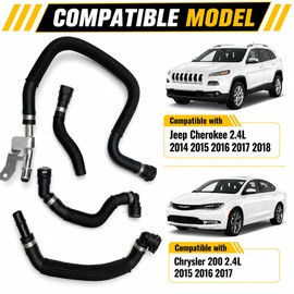 HVAC Heater Supply Return Hose Kit Compatible with 2014-2018 Jeep Cherokee 2.4L and 2015-2017 Chrysler 200 2.4L, Jumper Assembly, Replaces 68199254AB 68199254AA 68192082AA 52014627AB
