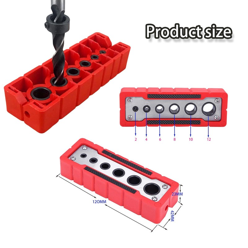 Drill Guide, 2/4/6/8/10/12mm Drill Block Accessories,Professional Locator Doweling Jig,Drill Guide