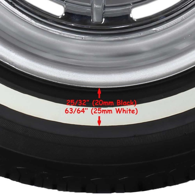 PORT-A-WALL PORTAWALL 17" Black White Wall Tires Insert Rims Side