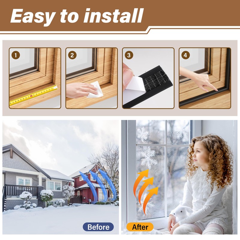 GCJUYA 196” Wedge-Shape Foam Window Weather Stripping Door Seal Strip