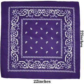 Tergy 30PCS Bandanas Unisex Paisley Bandanas Bulk Multi-Purpose Headband Cowboy Head Wrap Scarf for Women Men Boys Girls (Purple)