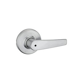 Kwikset Delta Interior Privacy Door Handle with Lock, Door Lever For Bathroom and Bedroom, Satin Chrome Reversible Keyless Turn Lock