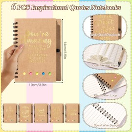 6 Set Employee Appreciation Gifts Bulk, Thank You Gift Inspirational Notebook for Team Volunteer Nurse Coworker Teacher Students, Notepad with Bamboo Pen Bulk (6, Gratitude)
