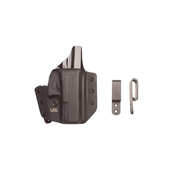 L.A.G. TACTICAL, INC Defender Series, OWB/IWB Holster, Fits H&K VP9, Kydex, Right Hand, Black Finish, one Size (9026)
