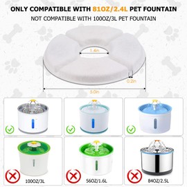 Comsmart Cat Water Fountain Filter for 81oz/2.4L Pet Fountain, 3 Triple Filtration System Replacement Filter (Pack of 16)