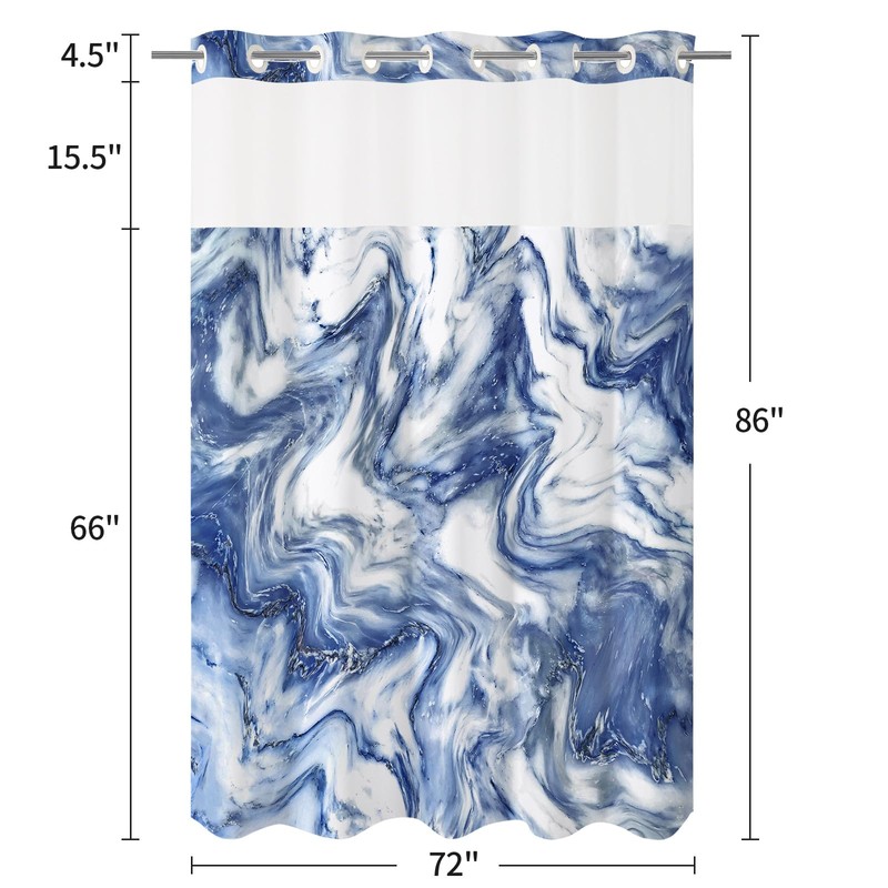 MitoVilla No Hooks Needed Extra Long Shower Curtain Set with