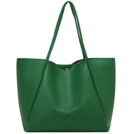 Dreubea Large Leather Tote Bag for Women - Big Work Bag, Spacious Minimalist Handbag, Tote Handbag for Office Green