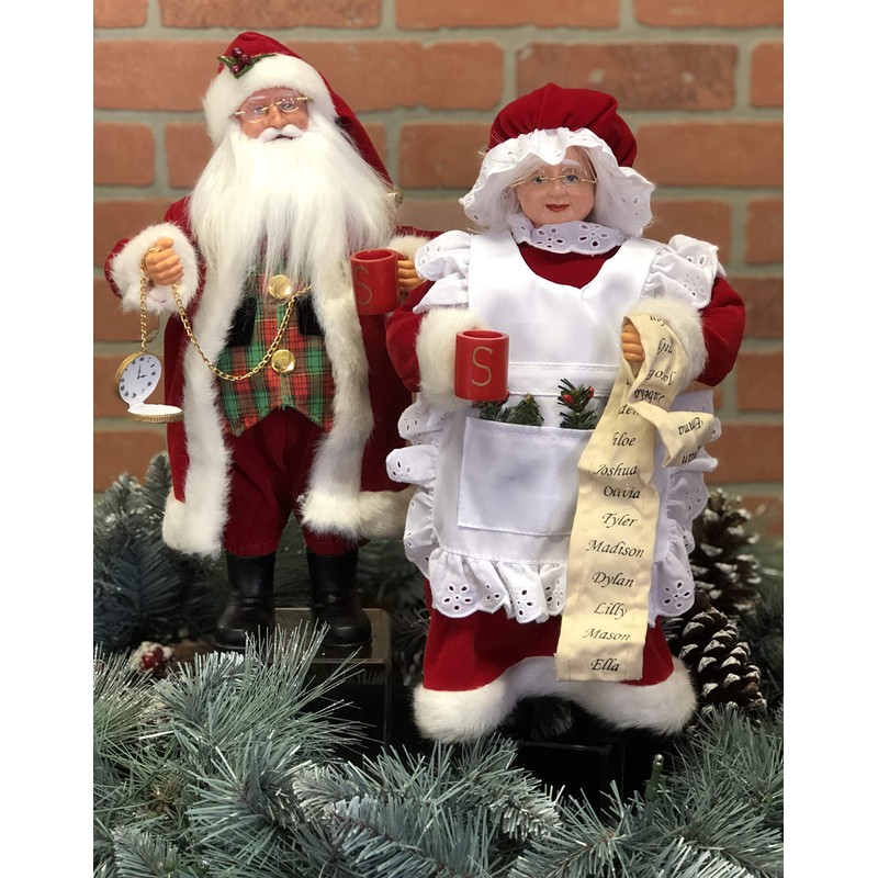 Santa's Workshop Mr. and Mrs. Claus Figurine, Set of 2,