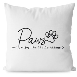 KEUSPI Positive Dog Saying Enjoy The Little Things Decor Decorative Pillowcase Throw Pillow Cover 18x18 Inch,Motivational Quote Decoration Pillow Cover for Couch Sofa Chair,Dog Lover Gifts
