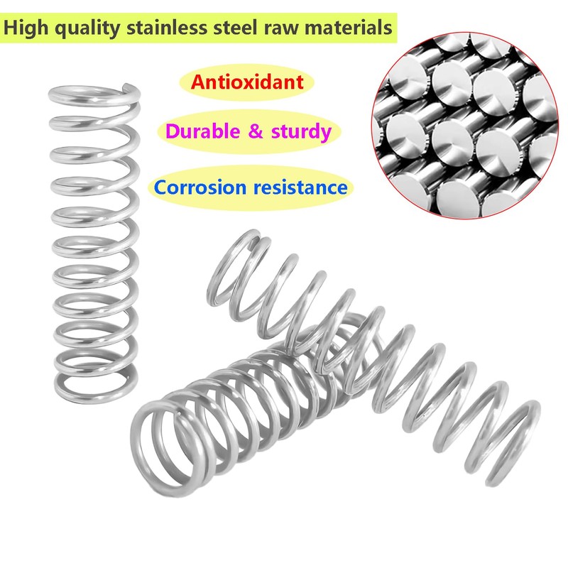 Qrity 10Pcs Coil Extended Compressed Spring, Compressed Springs, Stainless Steel