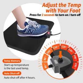 Hodeamy Heated Floor Mat Under Desk for Foot Warmer - Wider 110V Adjustable Temperature Electric Heating Pad - Carbon Crystal & Energy Saving Feet Warmers for Office,Home (Black)