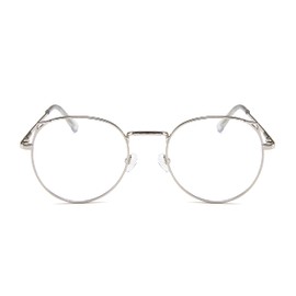 TECH-LINE-DIRECT FASHION ACCESSORIES Blue Light Blocking Glasses Women Cat Eye Retro Metal Glasses Anti Eye Strain Computer Gaming Glasses (Silver)