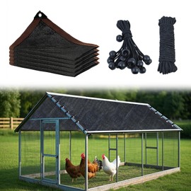 Black Chicken Coop Shade Cover, 11.5 * 6.6 FT UV 90% Shade Cloth with 20 Pcs Ball Bungees Cords, Chicken Cage Cover Chicken Run Sun Shade Mesh with Grommets for Outdoor Patio Garden Plants