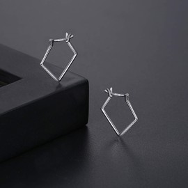 VIKI LYNN 925 Sterling Silver Minimalist Geometry Hoop Earrings for Women