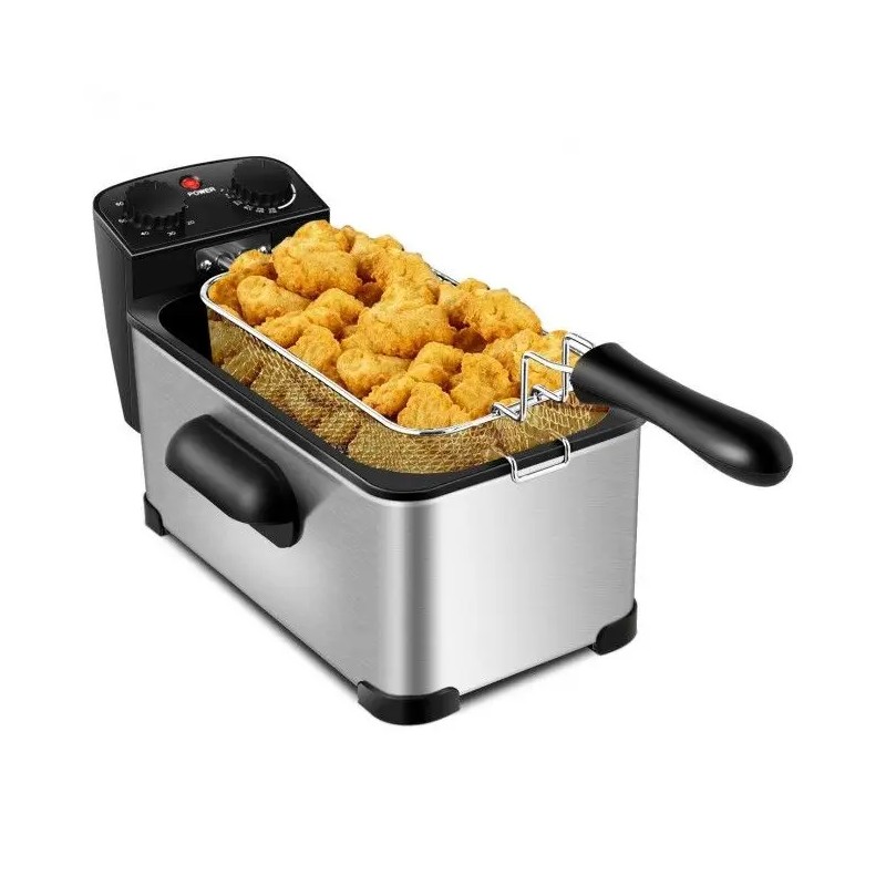 Electric Stainless Steel Deep Fryer 3.2 Quart with Timer and