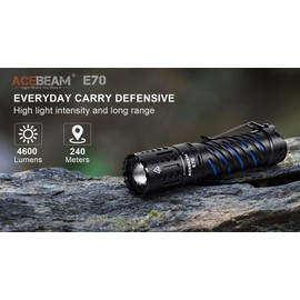 ACEBEAM E70 Copper LED Flashlight -4600 Lumens -up to 240 Meters Throw 6500K Cool White w/ Rechargeable Battery
