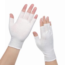 Cotton Gloves for Eczema, 6 Pairs Cotton Gloves, White Fingerless C otton Gl oves, Eczema Gl oves, White Fingerless G Loves, F ingerless C otton G Loves for Sleeping, Skin Treatment（one Size）