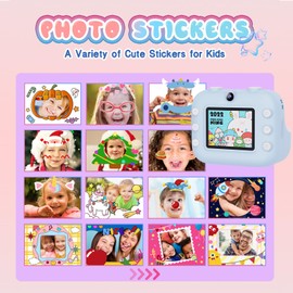 PTHTECHUS® cámara para niños de impresión instantánea con Tarjeta SD de 32 GB y Papel de impresión, cámara Digital de Selfie, Regalo de Juguetes para niños pequeños para niñas de 3 a 15 años (Azul)