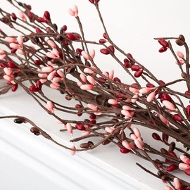 Spring and Easter Artificial Vintage Rose Pip Berry Garland - Year Round Rustic Berries, Farmhouse Home Decor for Table Arrangements, Fireplace Mantel, and Easter Centerpiece Decorations (54" Long)