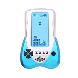 HLF - Consola de juegos de ladrillo de bloque retro, visualización grande, brillo de retroiluminación azul, se puede ajustar en 23 juegos compatibles con batería de litio/pilas AAA se pueden conectar auriculares (azul)