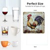 Rooster Coasters Square Leather Drinks Coaster Set with Holder for