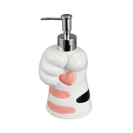 WAIT FLY Cute Cat Paw Ceramic Soap Dispenser with Plasic Pump, Refillable Lotion Soap Bottle, Dish Soap Dispenser, Hand Soap Dispenser-Cat Paw-15 OZ