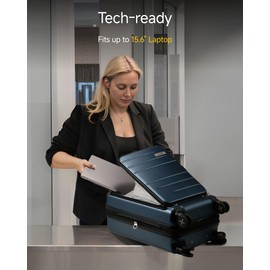 LUGGEX Carry On Luggage 22x14x9 Airline Approved, Expandable Polycarbonate Suitcase with Front Pocket and USB Port (Pink, 20 Inch, 35L)