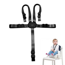 High Chair Safety Belts, 5-Point Safety Belt, Replacement Seat Belts, Adjustable Convertible, Universal Child Safety Belt, Black Straps for High Chair, Pushchair, Pushchair