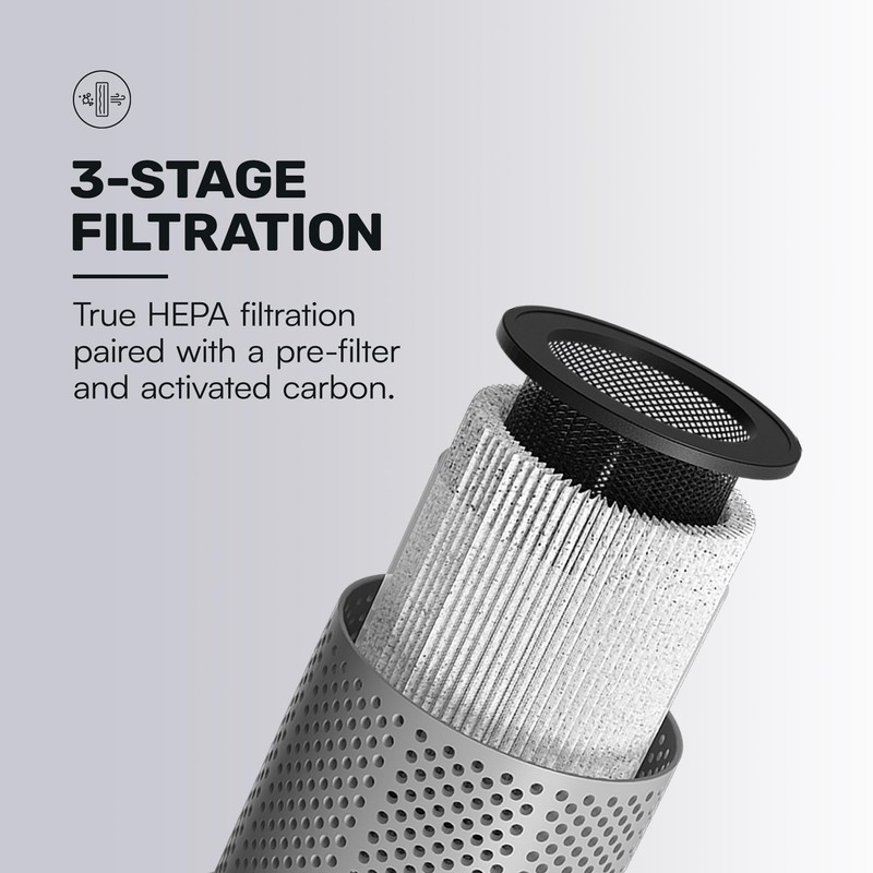 Raycon Portable Air Purifier, H13 Replaceable Hepa Filter, Adjustable Speeds,