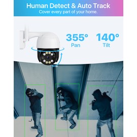 ZOSI C289 2K Pan/Tilt Outdoor Surveillance Camera, WiFi, 355°/140° Swivel, 3MP IP Camera with Plug-in Power, Automatic Tracking, 2-Way Audio