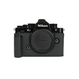 CLChandmade Compatible Nikon ZF Exclusive Camera Case, Camera Cover, Camera Bag, Genuine Leather, 3-in-1 Design of Head Layer, Metal Base Plate, Handle (Black and Black Link)