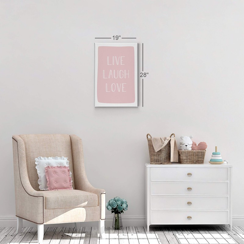 Smile Art Design Live Laugh Love Lettering Pink Background Canvas