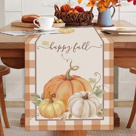 Bonhause - Camino de mesa de otoño para decoración de mesa, 13 x 90 pulgadas, diseño de búfalo de otoño de temporada, decoración de mesa de comedor para interiores y exteriores