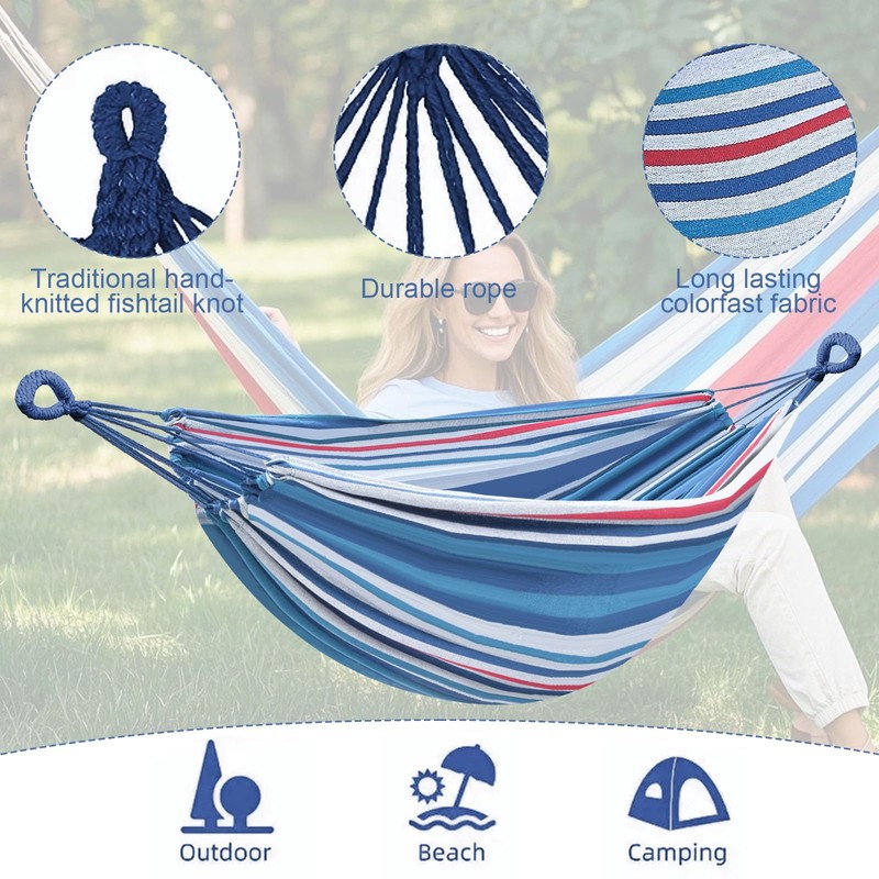 Double Hammock Comfortable with Stand for Hanging Sturdy 440lbs Capacity