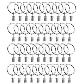 Curtain Rod Ring Clips, Pack of 40 Curtain Clip Curtain Rod 35 mm Curtain Clips Hanger Clips with Eyelets of Curtains in Kitchen, Bathroom, Bedroom, Living Room, Balcony (Silver)