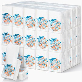 Therwen 100 Pack Pocket Tissues Travel Packs Bulk 1000 Sheet Mini Tissues Bulk 3 Ply Small Travel Size Paper Individual Pocket Size (Journey Theme)